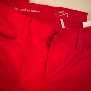LOFT NWT Vibrant Red Modern Skinny Jeans